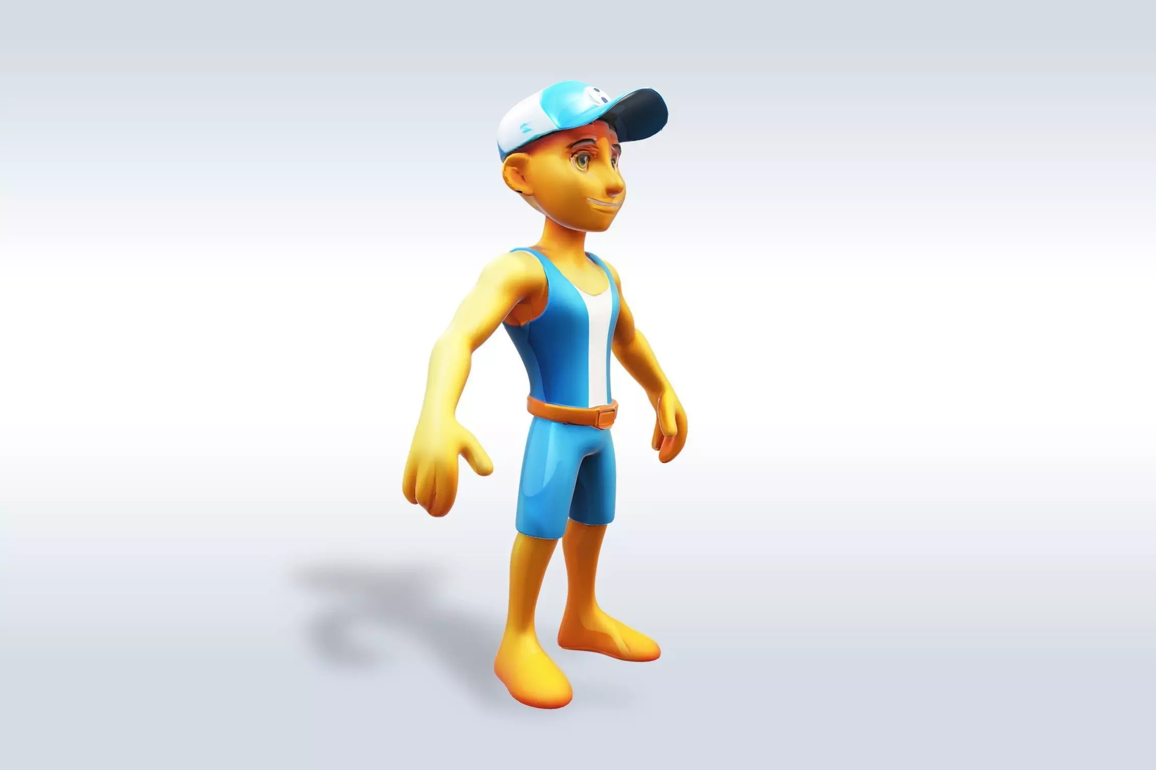 3D Cartoon character t pose muscle strong man sport gym Low-poly 3D model_2