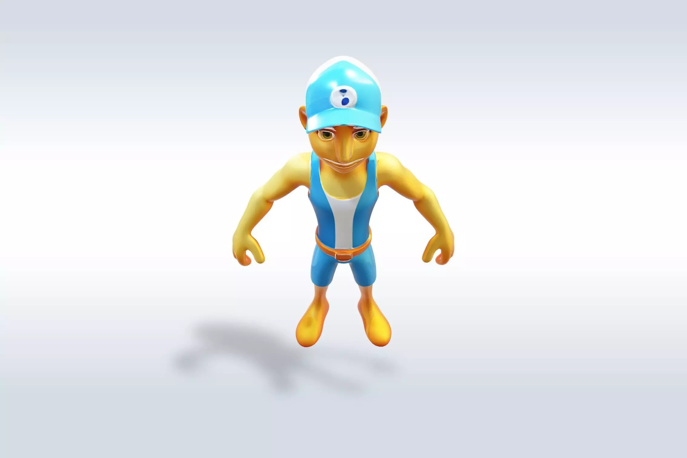 3D Cartoon character t pose muscle strong man sport gym Low-poly 3D model_6