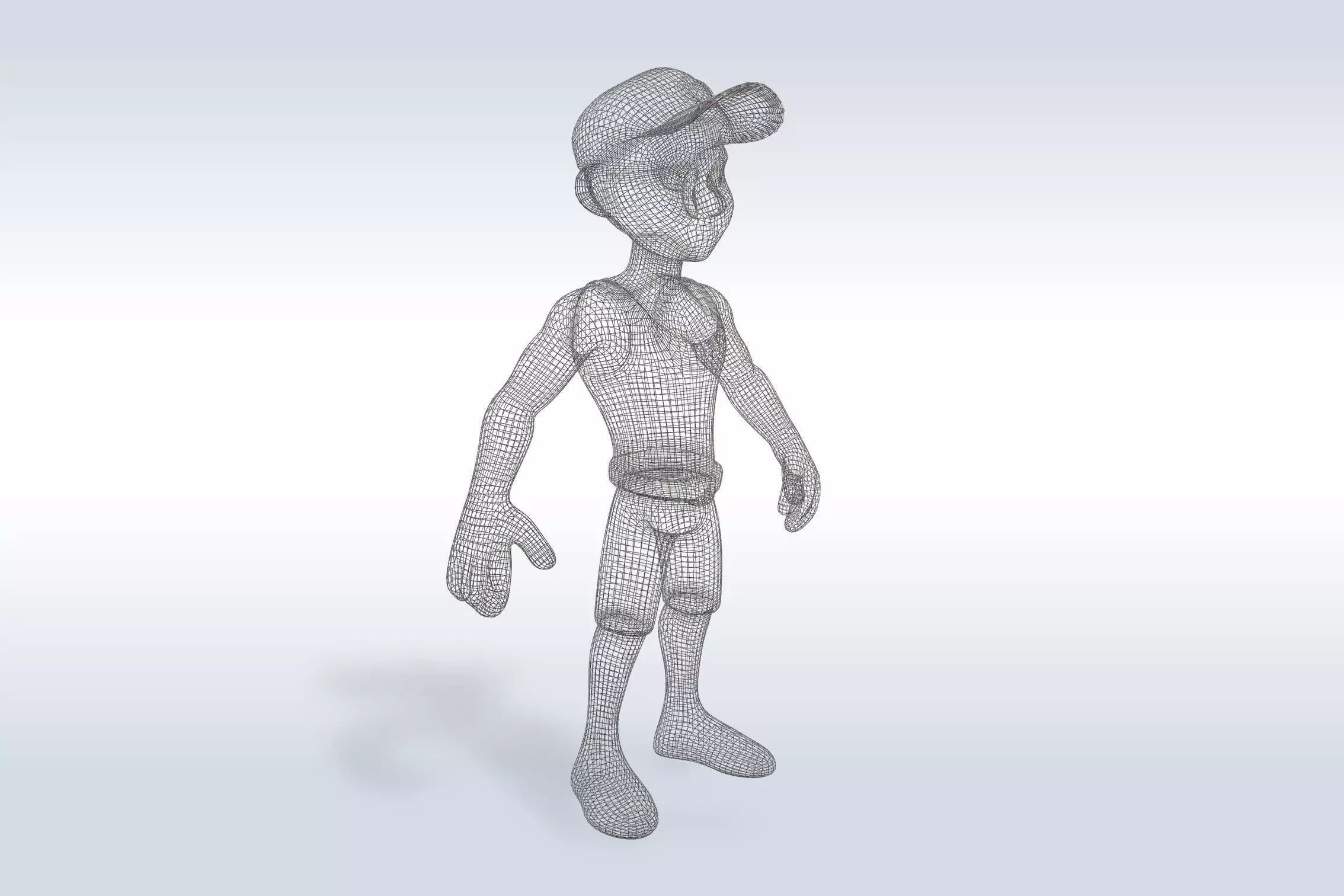 3D Cartoon character t pose muscle strong man sport gym Low-poly 3D model_3