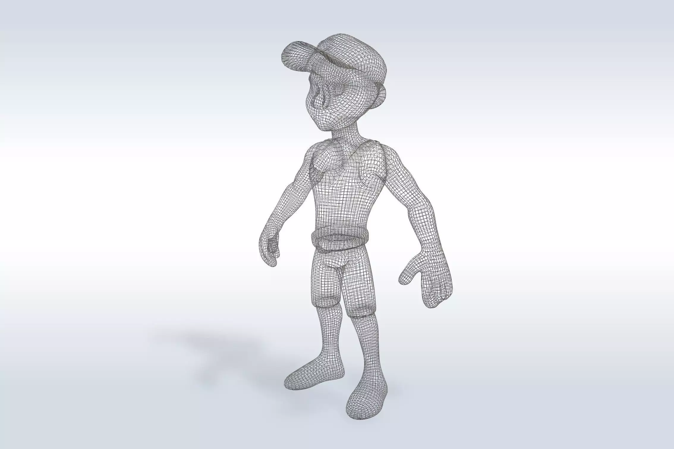 3D Cartoon character t pose muscle strong man sport gym Low-poly 3D model_5