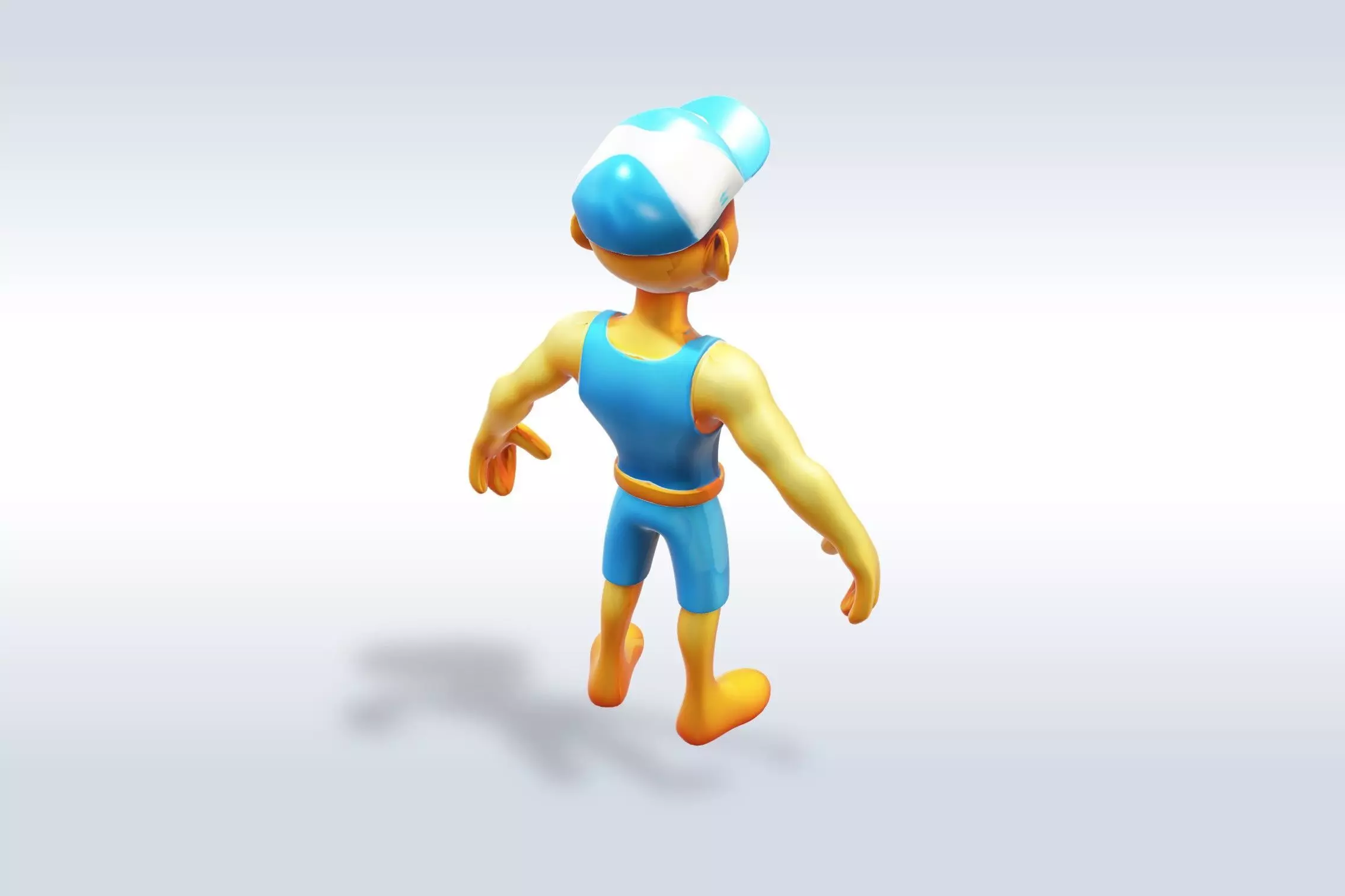 3D Cartoon character t pose muscle strong man sport gym Low-poly 3D model_8