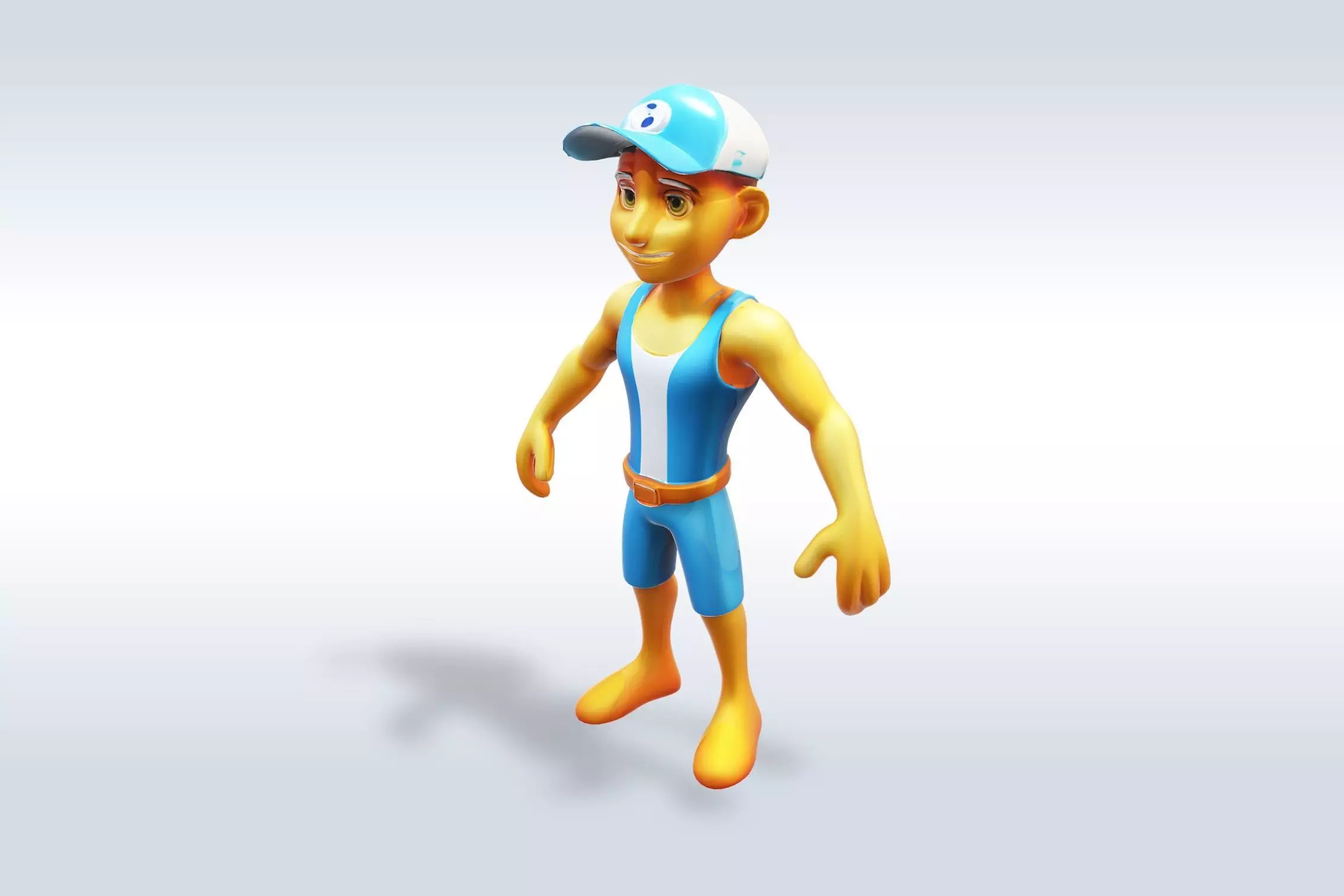 3D Cartoon character t pose muscle strong man sport gym Low-poly 3D model_4