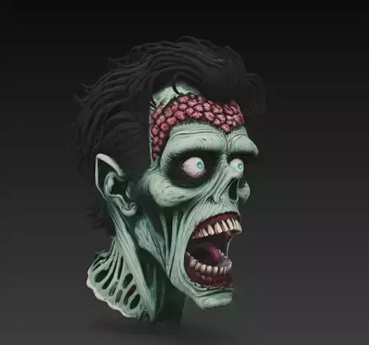 Stylized Zombie Head - Horror 3D Model 3D print model