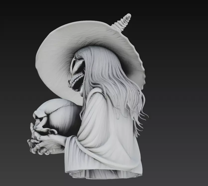 Stylized Witch Skeleton - Halloween 3D Model 3D print model_10