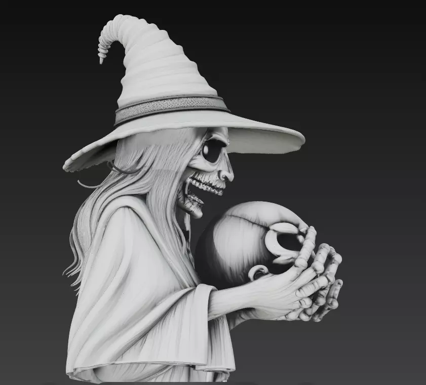 Stylized Witch Skeleton - Halloween 3D Model 3D print model_7