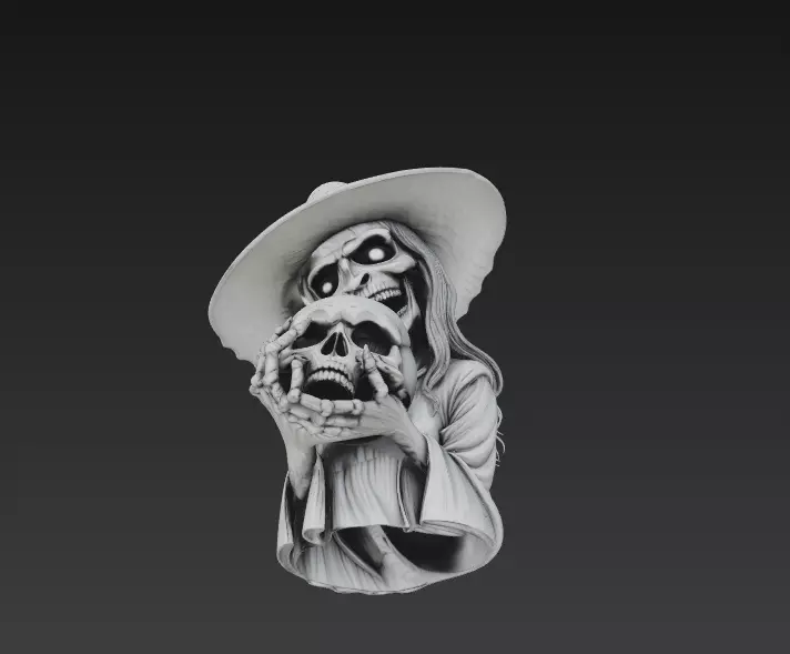 Stylized Witch Skeleton - Halloween 3D Model 3D print model_3