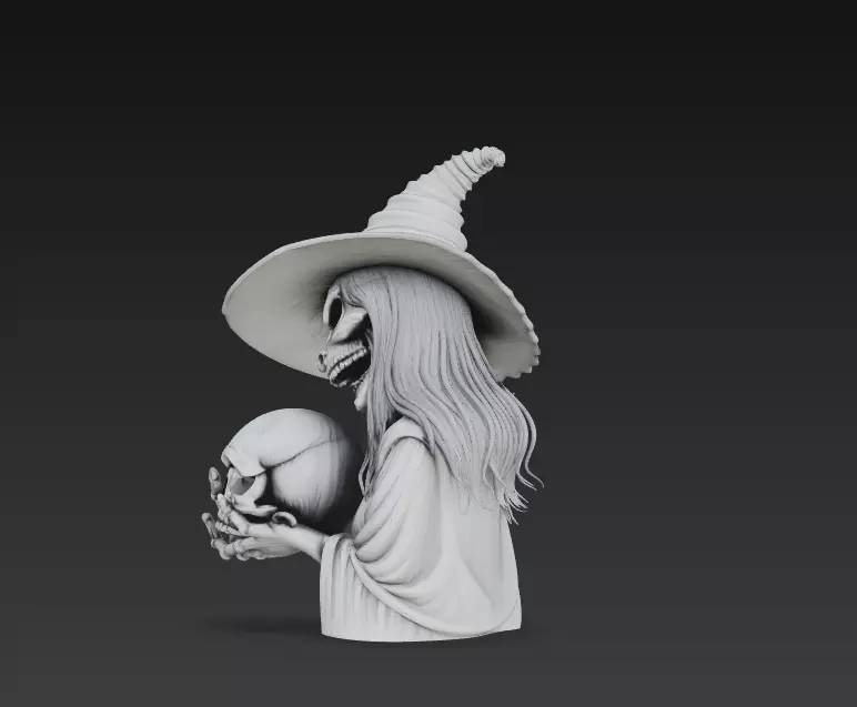 Stylized Witch Skeleton - Halloween 3D Model 3D print model_8