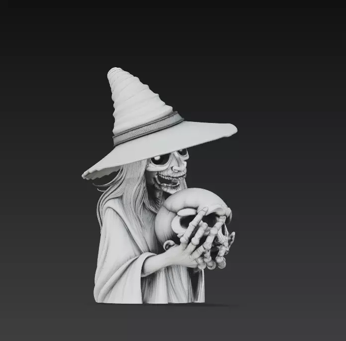 Stylized Witch Skeleton - Halloween 3D Model 3D print model_6