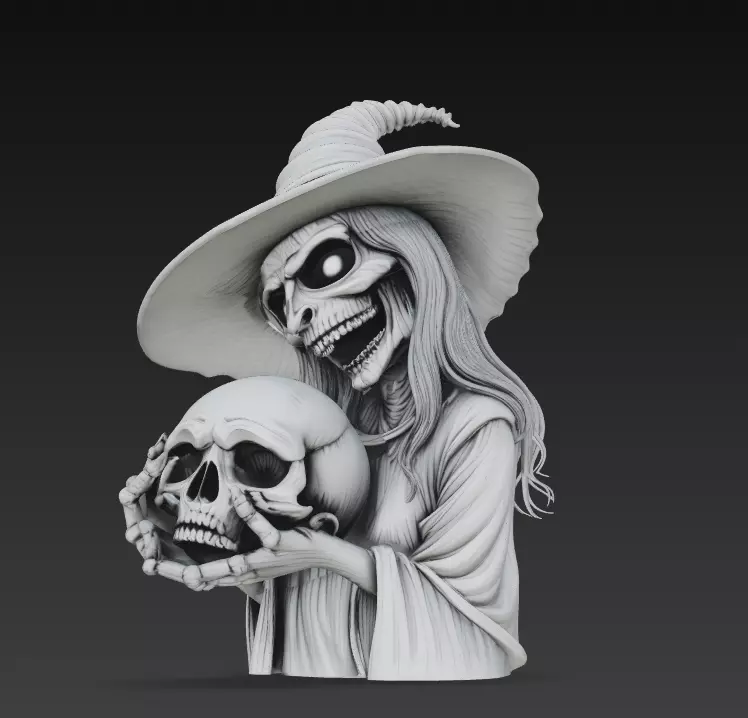 Stylized Witch Skeleton - Halloween 3D Model 3D print model_1
