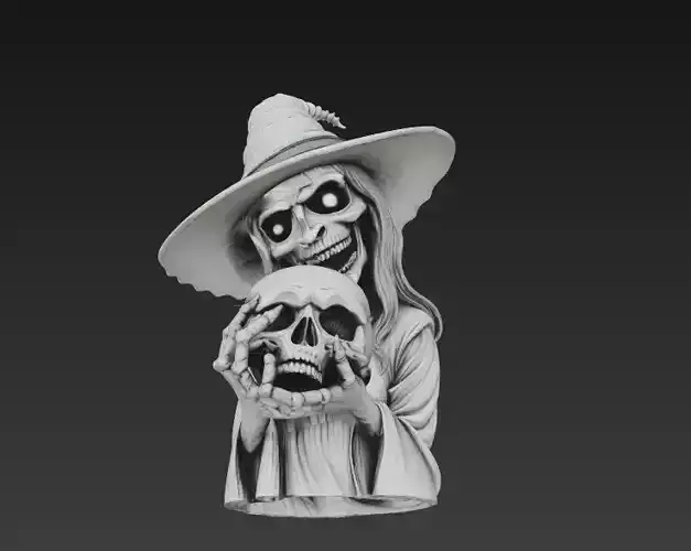 Stylized Witch Skeleton - Halloween 3D Model 3D print model Stylized Witch Skeleton - Halloween 3D Model 3D print model