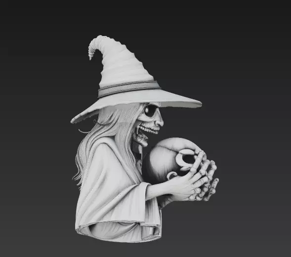 Stylized Witch Skeleton - Halloween 3D Model 3D print model_2