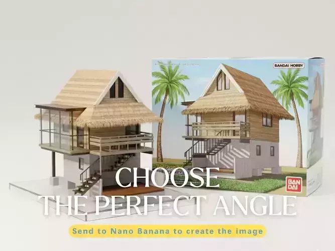 Tropical Stilt Cabin Eco Wooden House with Nipa Roof 3D model 6