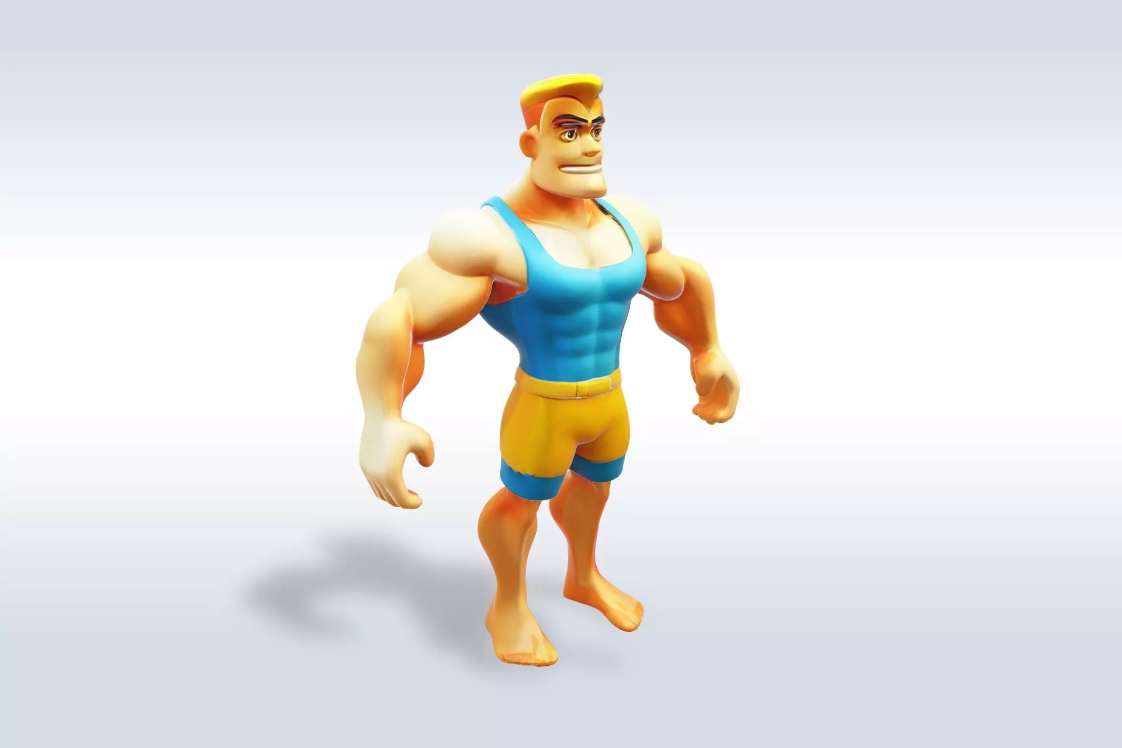 3D Cartoon character t pose muscle strong man sport gym 3D model_2