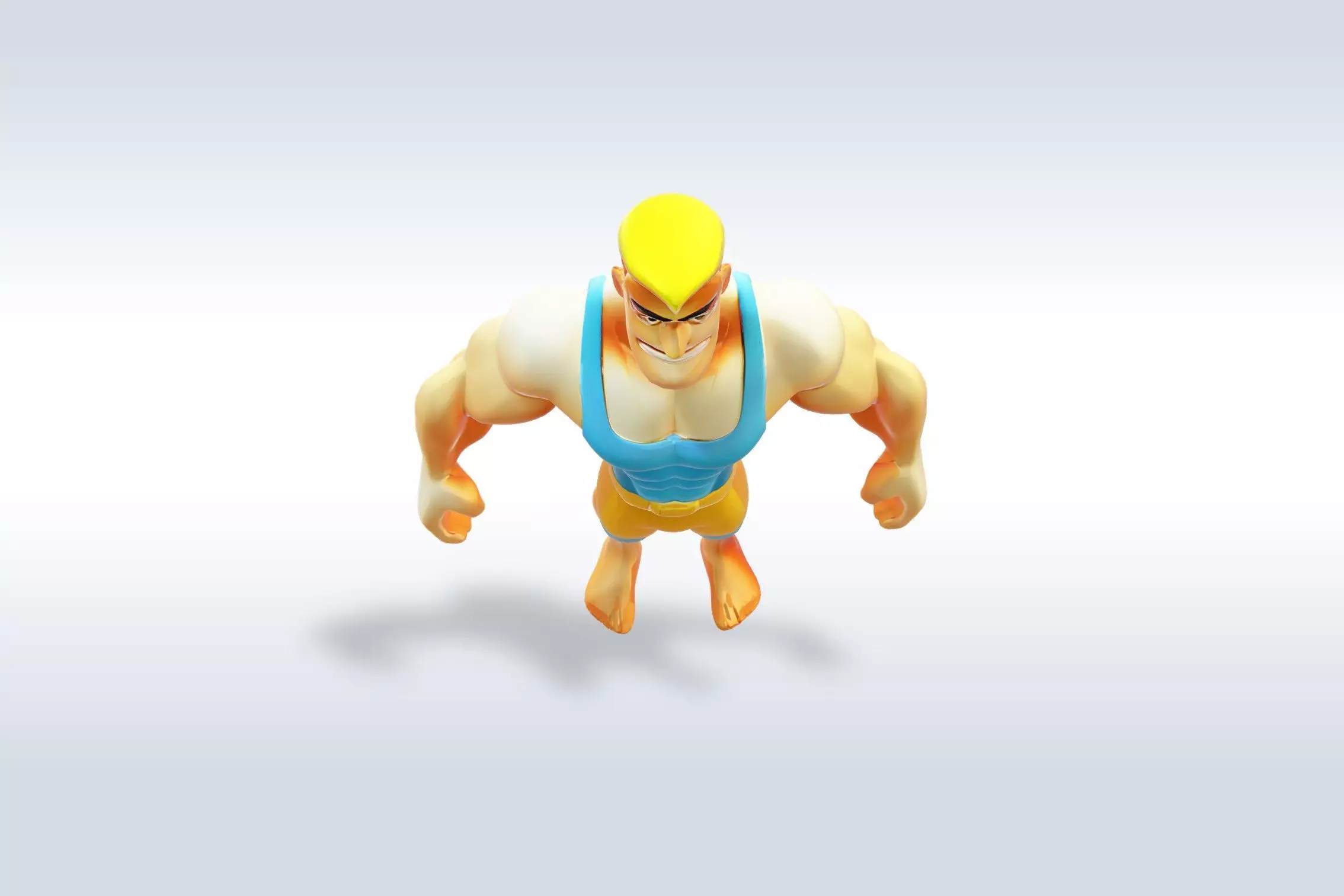 3D Cartoon character t pose muscle strong man sport gym 3D model_6