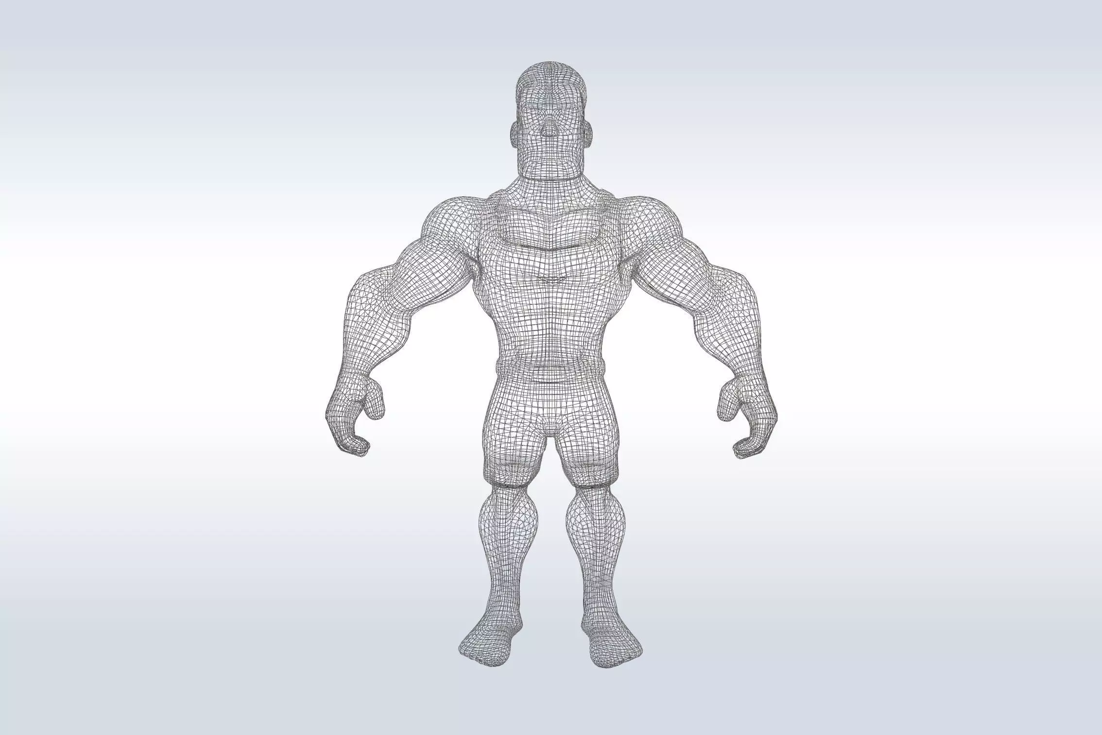 3D Cartoon character t pose muscle strong man sport gym 3D model_1