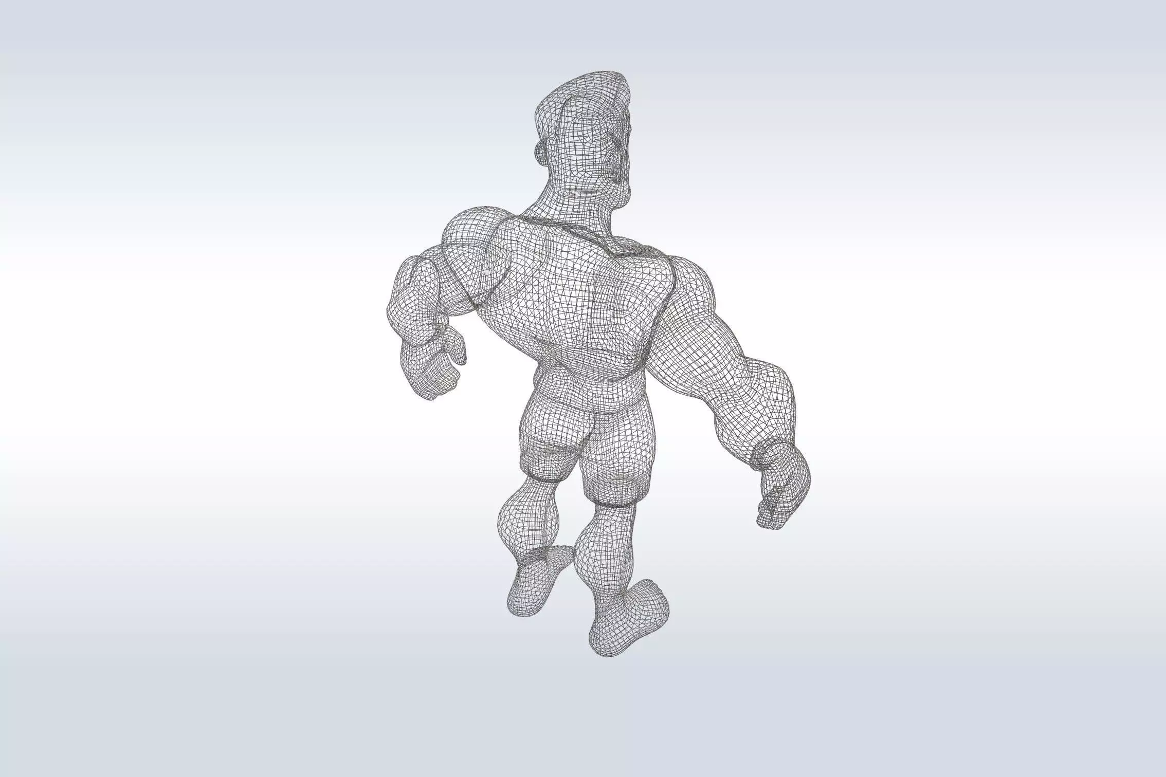 3D Cartoon character t pose muscle strong man sport gym 3D model_9