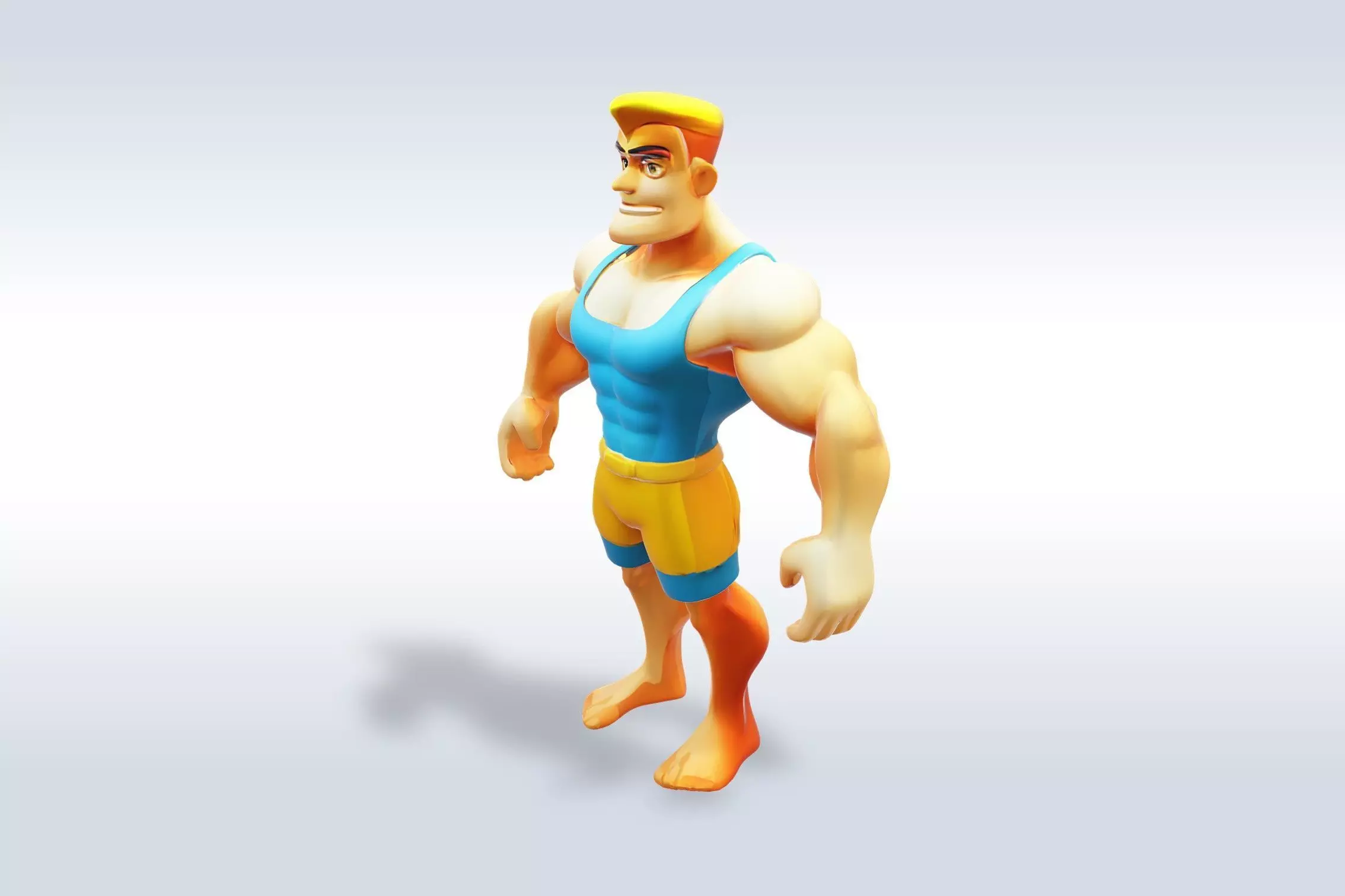 3D Cartoon character t pose muscle strong man sport gym 3D model_4