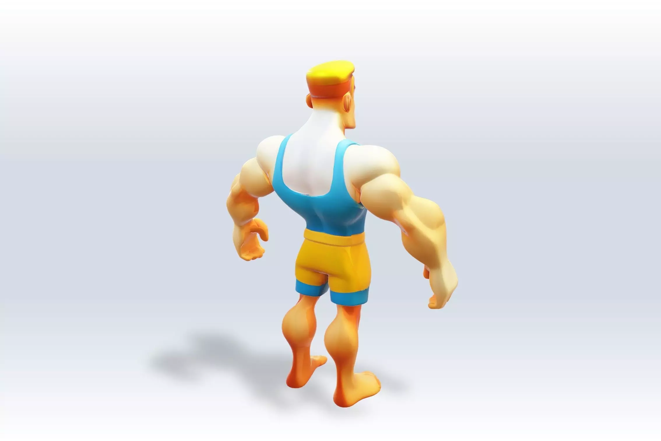 3D Cartoon character t pose muscle strong man sport gym 3D model_8