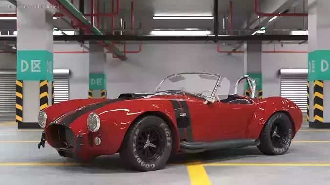 Racing Cobra Shelby 1965 Rigged 3D model