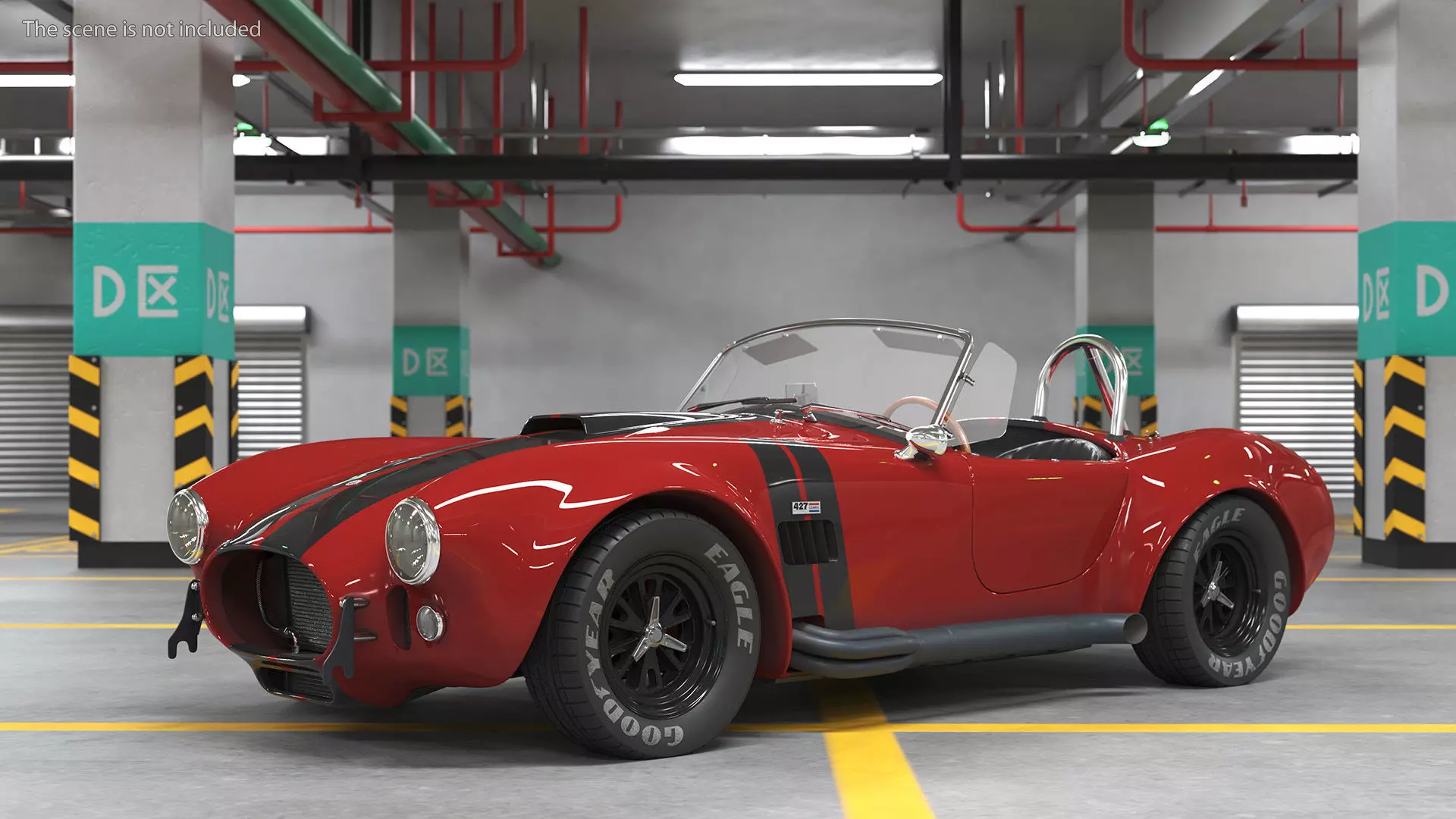 Racing Cobra Shelby 1965 Rigged 3D model
