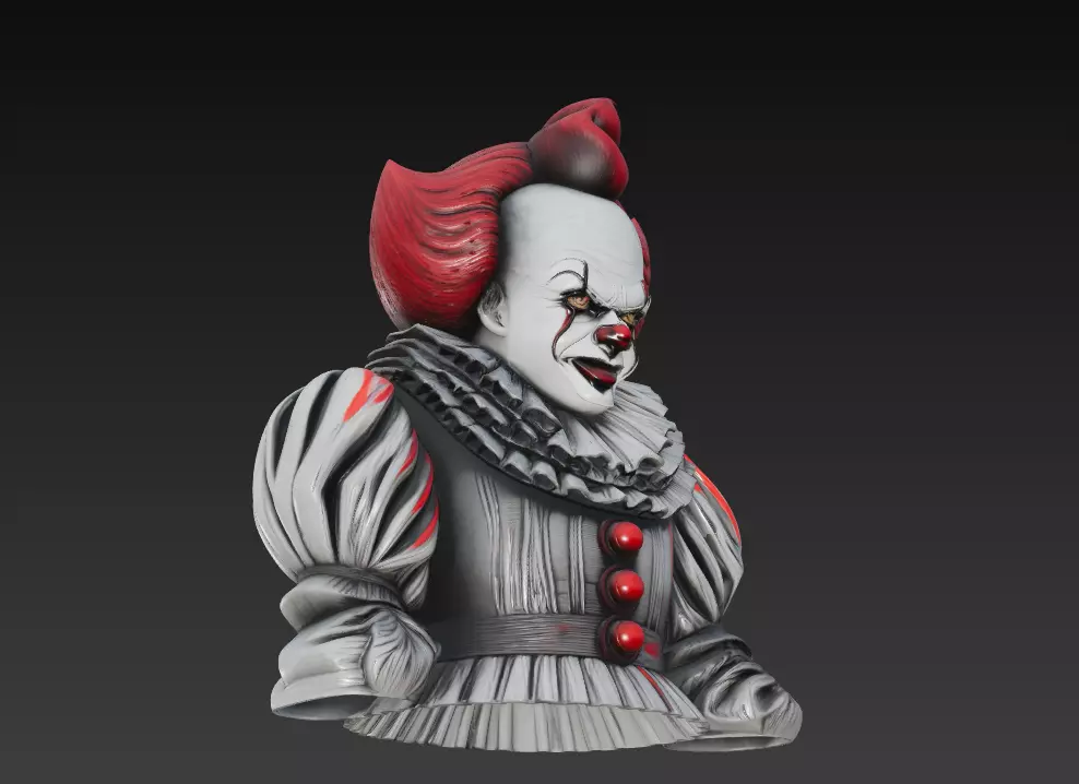 Creepy Clown Bust - Stylized Horror 3D Model 3D print model_2
