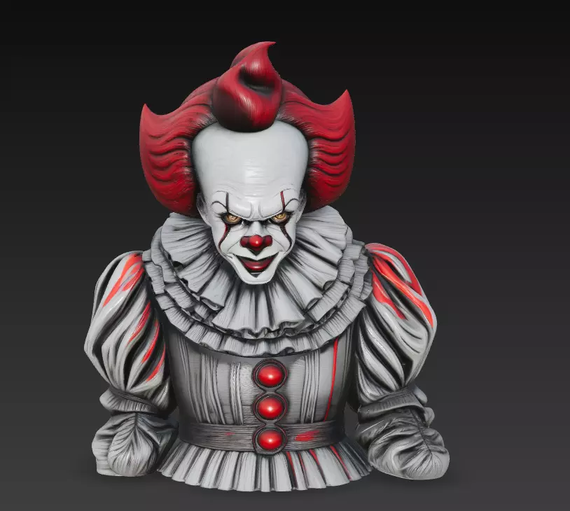 Creepy Clown Bust - Stylized Horror 3D Model 3D print model_0
