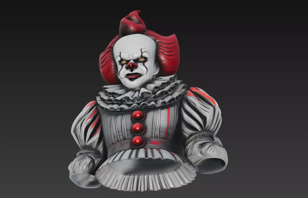 Creepy Clown Bust - Stylized Horror 3D Model 3D print model_7