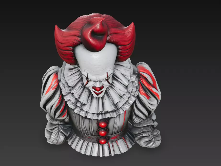 Creepy Clown Bust - Stylized Horror 3D Model 3D print model_6