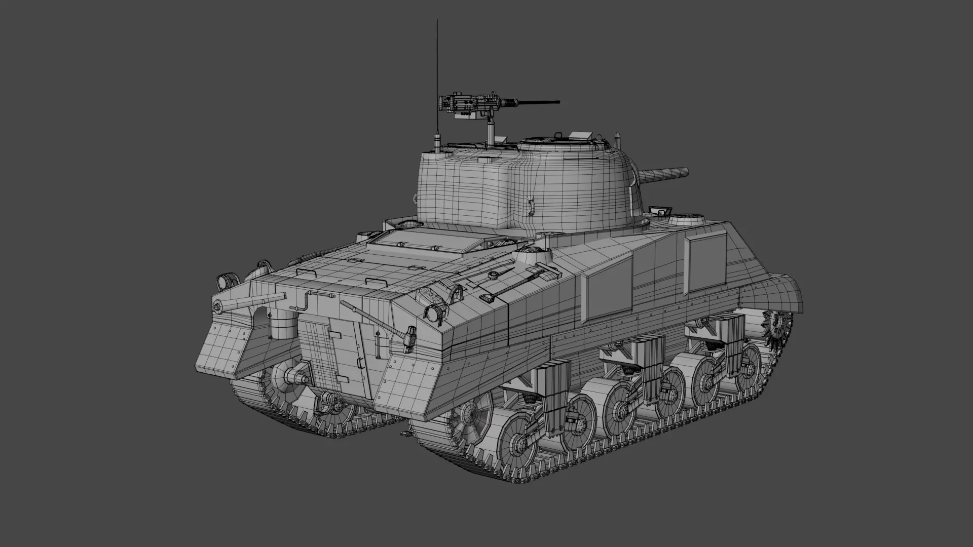 M4 Sherman Low-poly 3D model_25