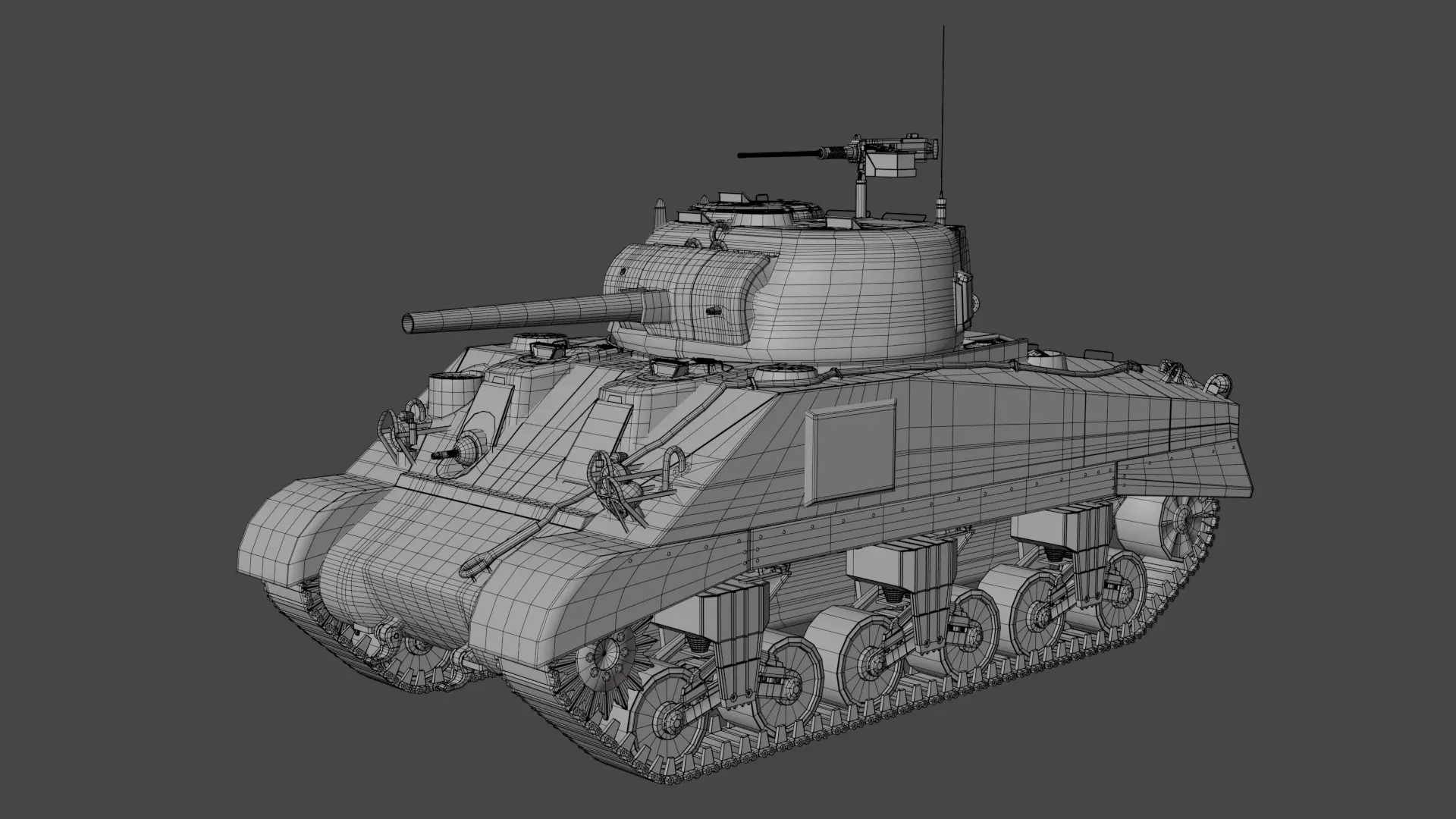M4 Sherman Low-poly 3D model_24