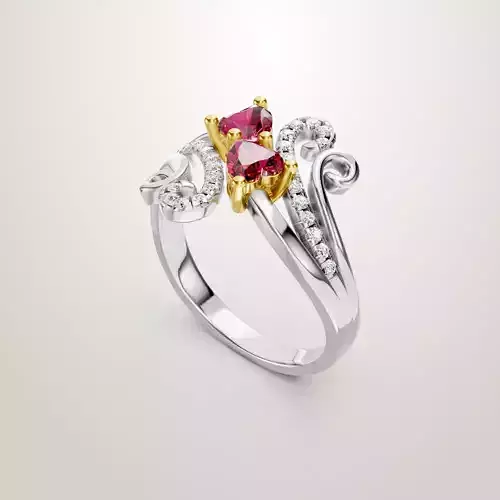 Heart Shaped Two Stone Engagement Ring 29