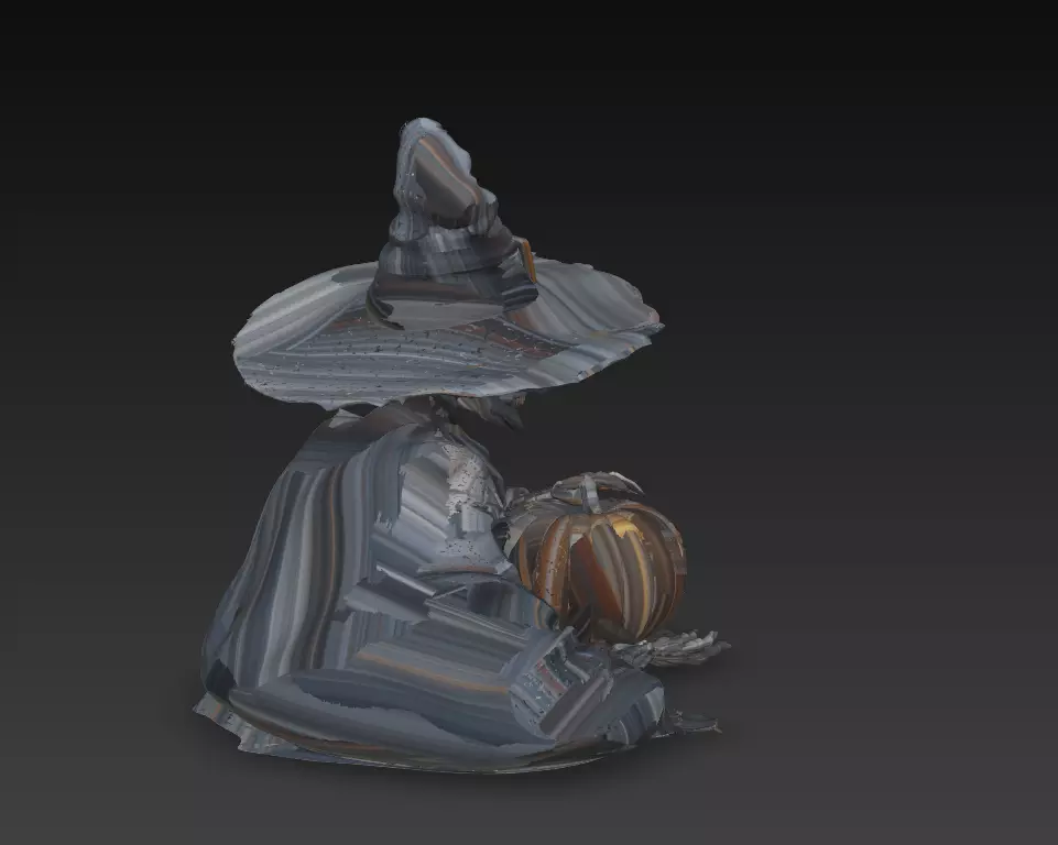 Witch Skeleton with Pumpkin - Stylized Halloween 3D Model 3D print model_6