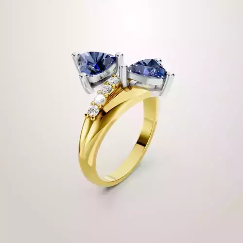 Heart Shaped Two Stone Engagement Ring 30