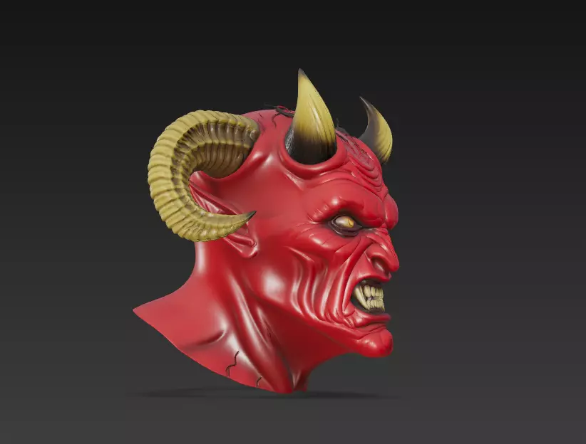 Infernal Demon Bust - Stylized Horror 3D Model 3D print model_2