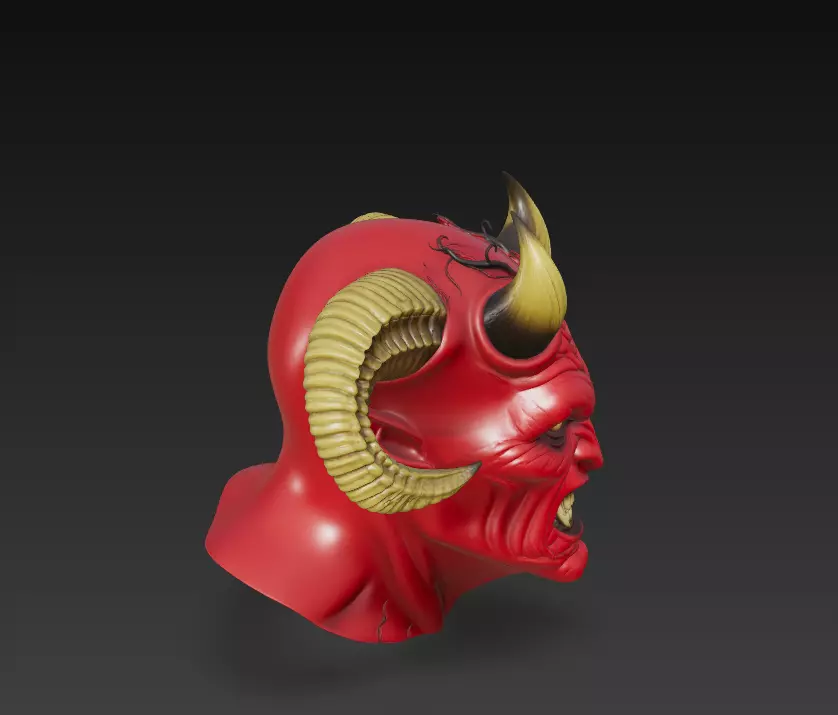 Infernal Demon Bust - Stylized Horror 3D Model 3D print model_8