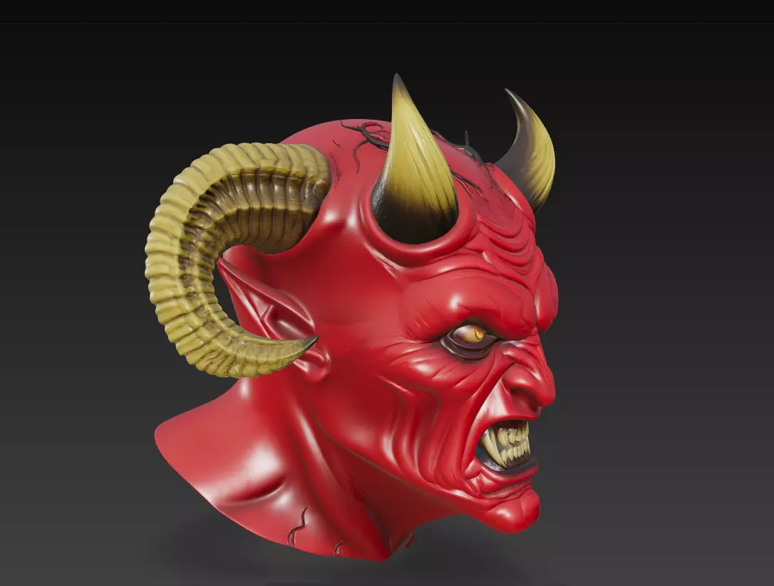 Infernal Demon Bust - Stylized Horror 3D Model 3D print model_5