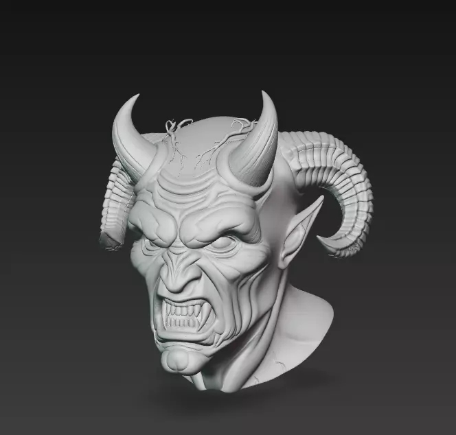 Infernal Demon Bust - Stylized Horror 3D Model 3D print model_10
