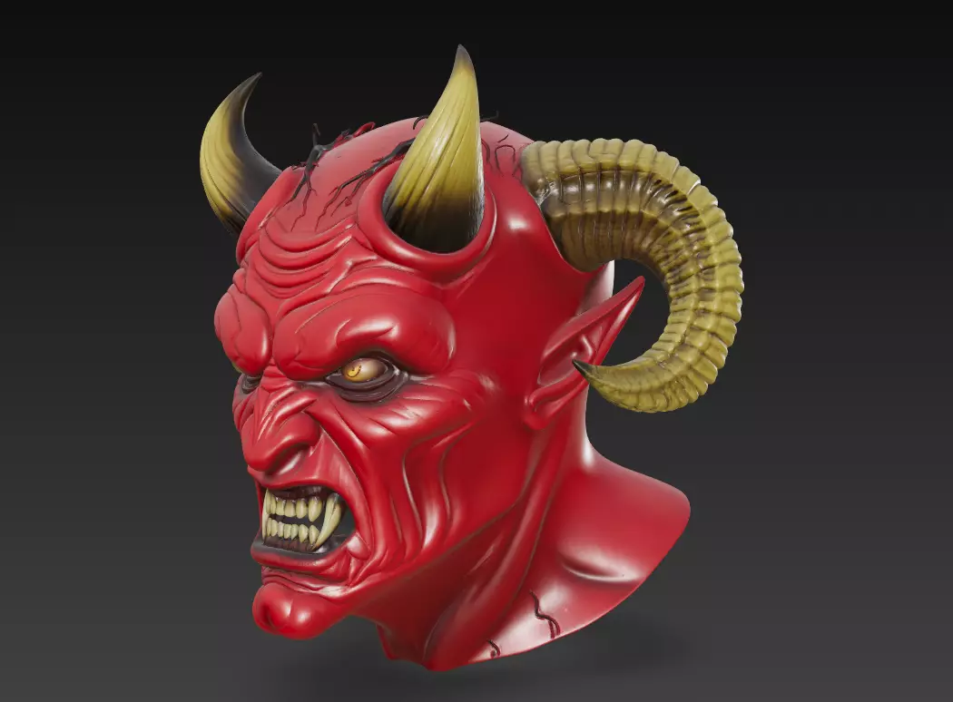 Infernal Demon Bust - Stylized Horror 3D Model 3D print model_4