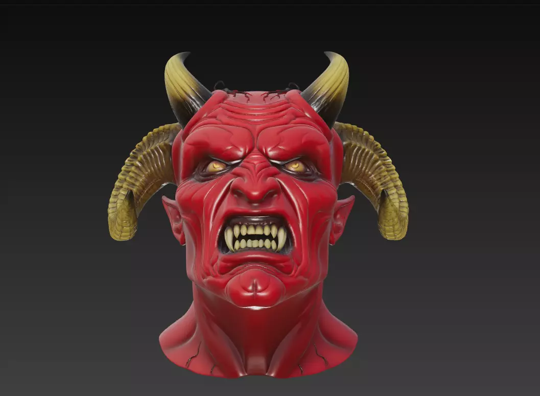 Infernal Demon Bust - Stylized Horror 3D Model 3D print model_3