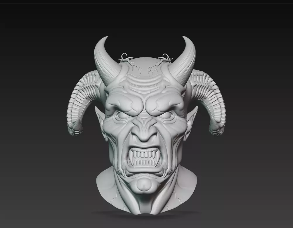 Infernal Demon Bust - Stylized Horror 3D Model 3D print model_12