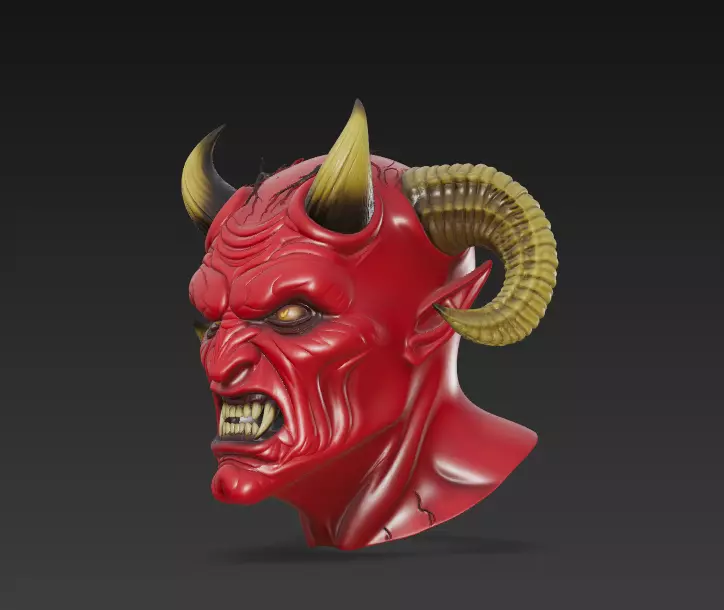 Infernal Demon Bust - Stylized Horror 3D Model 3D print model_1