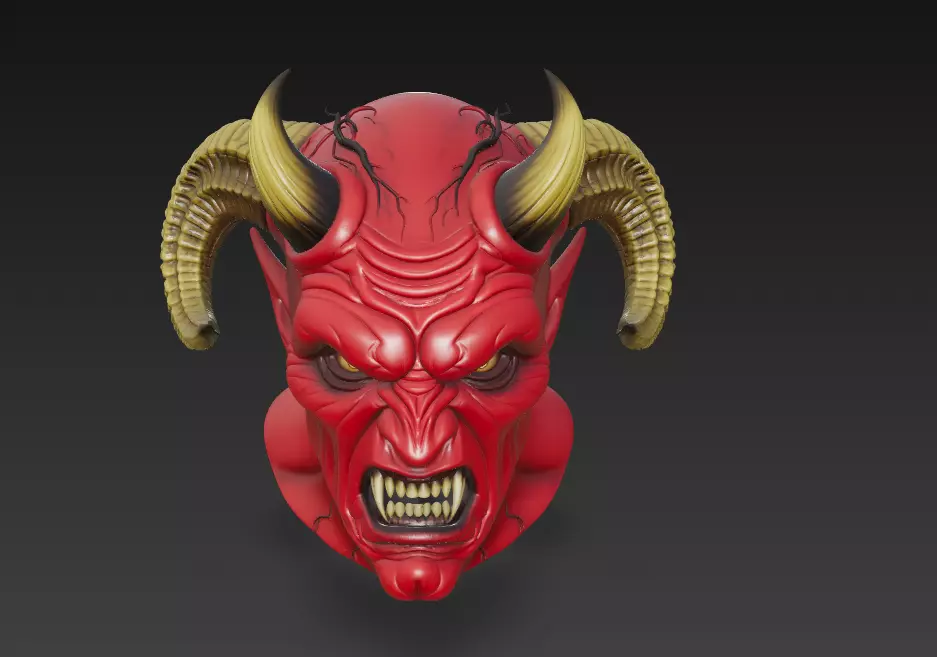 Infernal Demon Bust - Stylized Horror 3D Model 3D print model_6