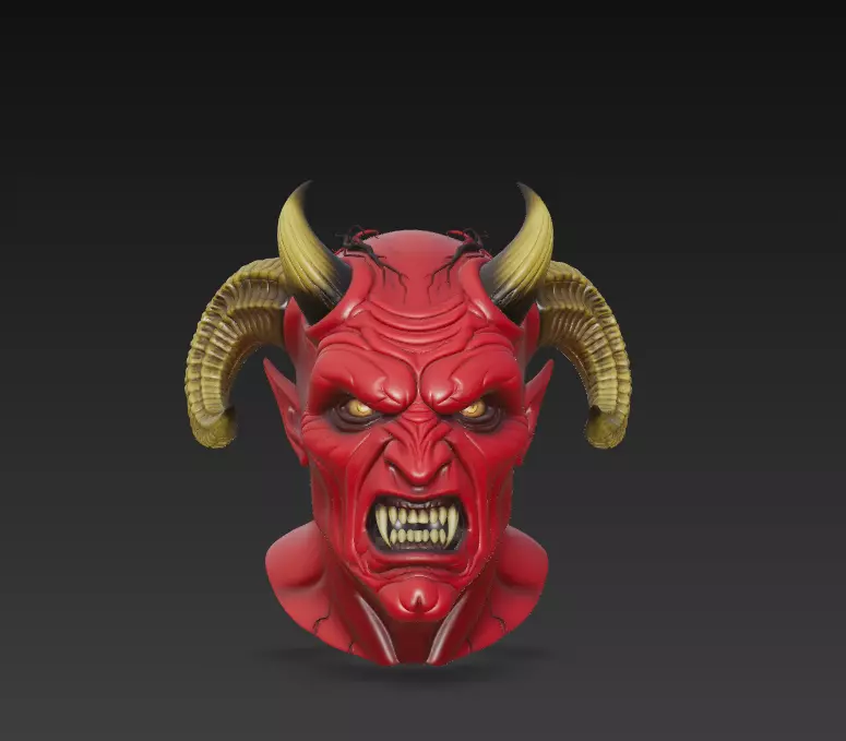 Infernal Demon Bust - Stylized Horror 3D Model 3D print model_0