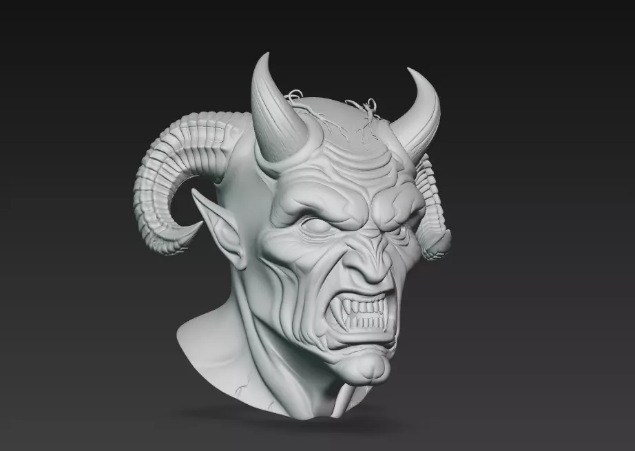 Infernal Demon Bust - Stylized Horror 3D Model 3D print model_9