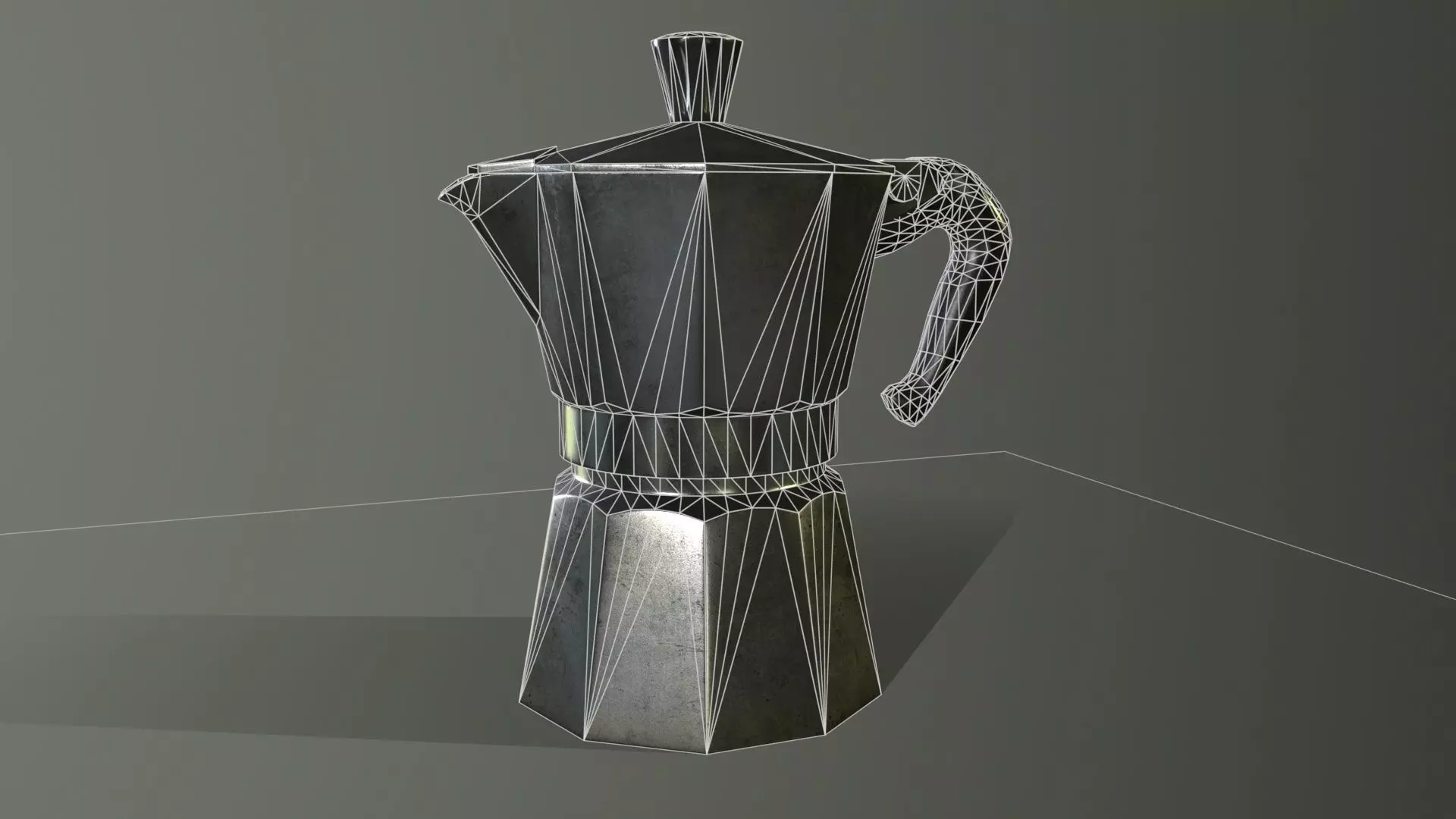 Moka Pot Coffee Maker Low-poly 3D model_5
