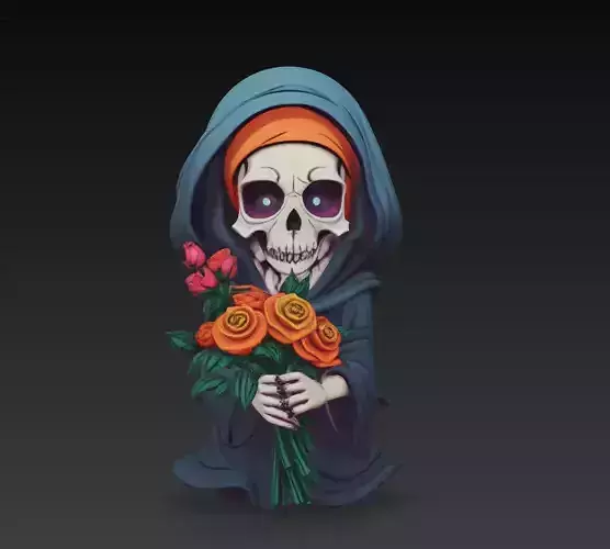 Death Blossom - Stylized Skeleton with Roses 3D Model 3D print model Death Blossom - Stylized Skeleton with Roses 3D Model 3D print model