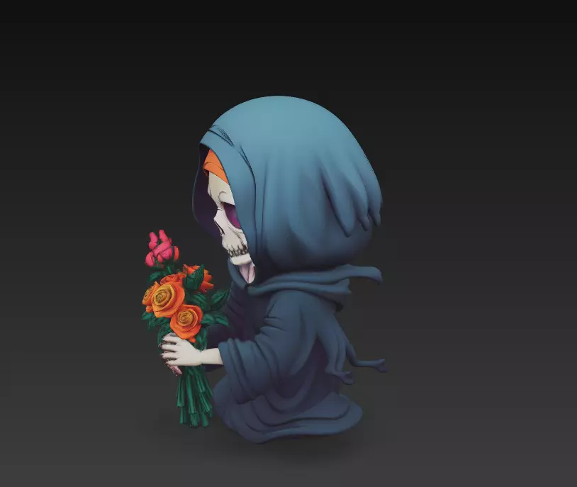 Death Blossom - Stylized Skeleton with Roses 3D Model 3D print model_7