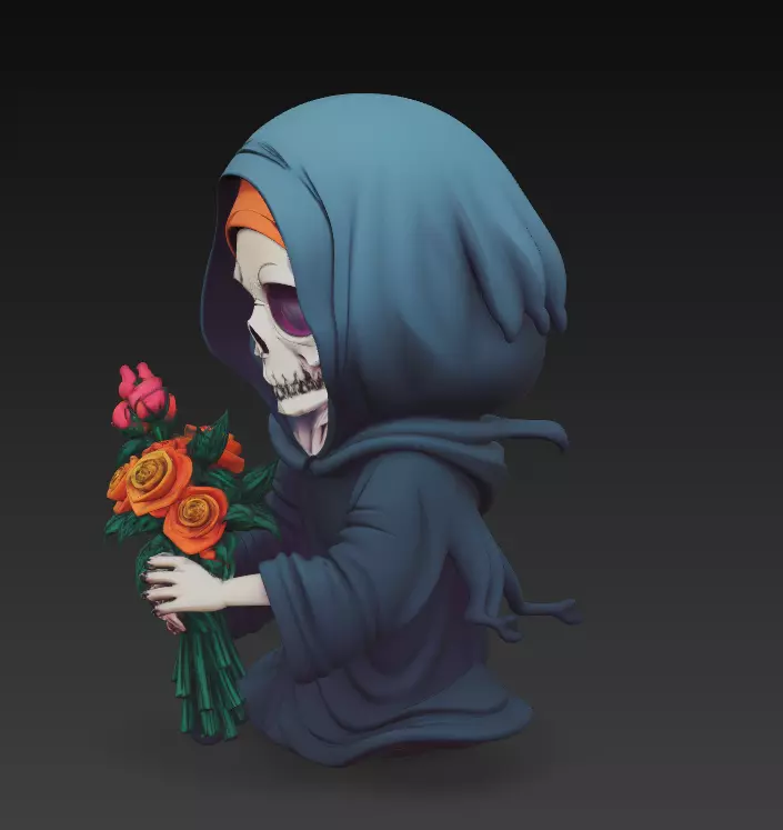 Death Blossom - Stylized Skeleton with Roses 3D Model 3D print model_4