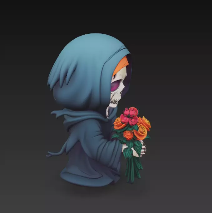 Death Blossom - Stylized Skeleton with Roses 3D Model 3D print model_9