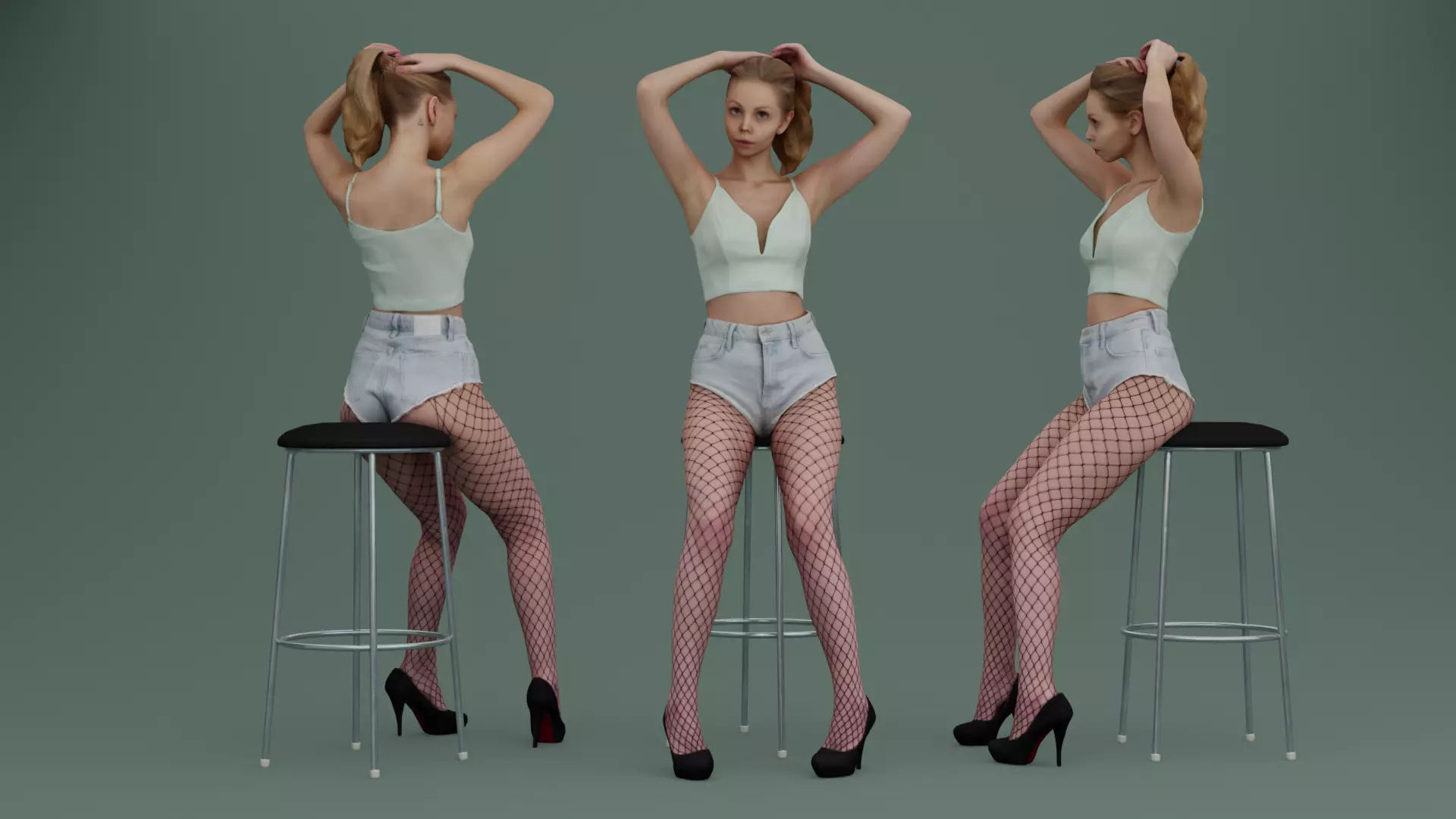 Woman Tying Her Hair 3D model